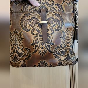 Brahmin crossbody Embossed shades of rich browns and copper